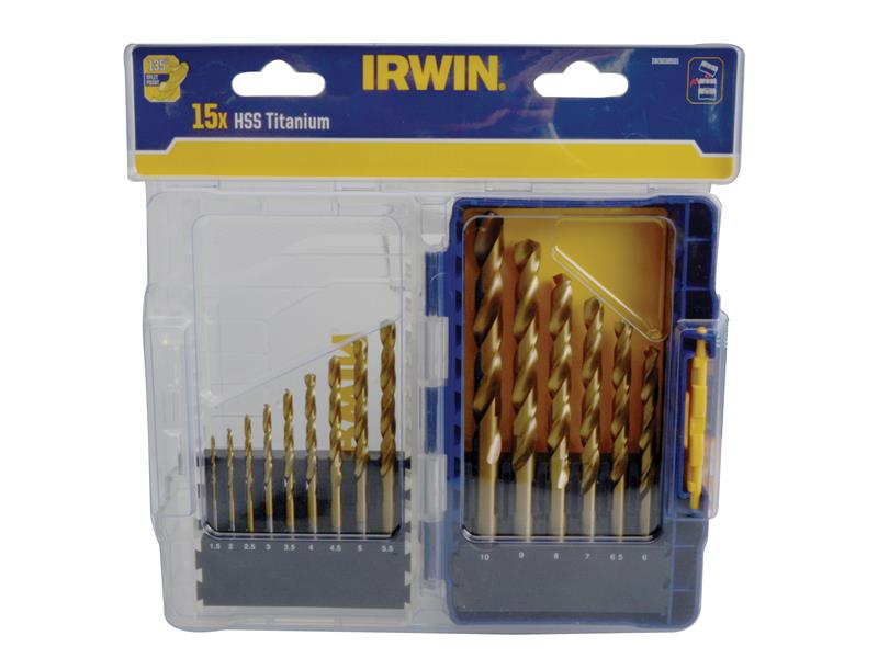IRWIN® IRWIW3038501 HSS Titanium Metal Drill Bit Set, 15 Piece