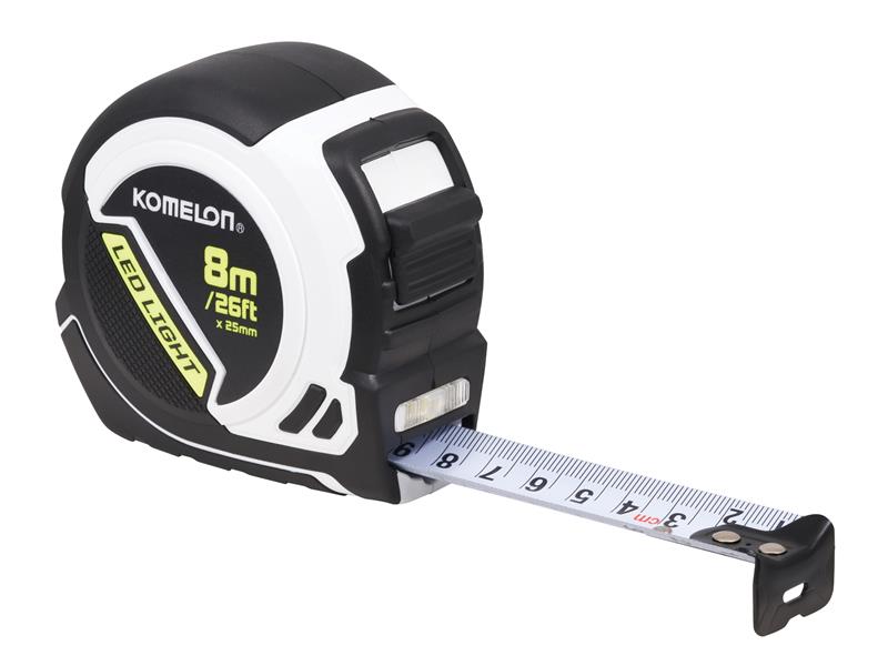 Komelon KOMPLD85ME LED LIGHT Tape Measure 8m/26ft (Width 25mm)