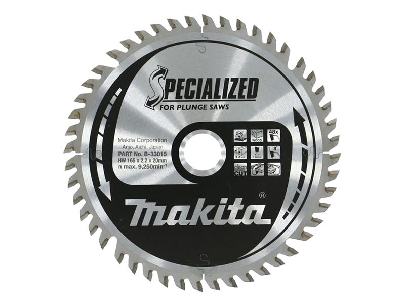 Makita MAKB33015 B-33015 Specialized for Plunge Saws Blade 165 x 20mm x 48T