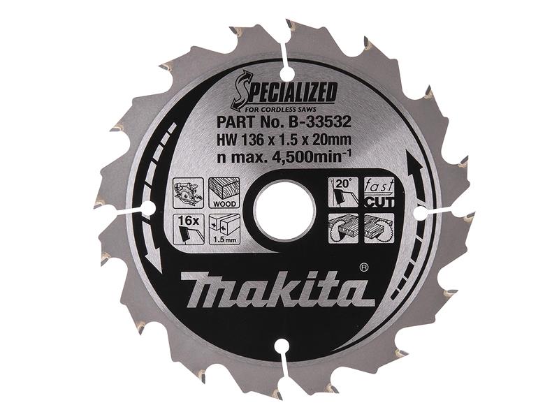 Makita MAKB33532 B-33532 Specialized for Cordless Saws Blade 136 x 20mm x 16T