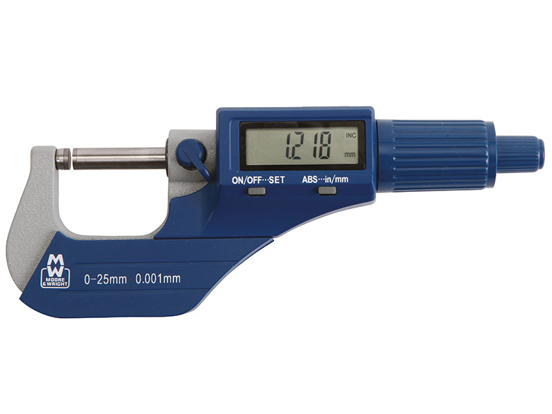 Moore & Wright MAW20001DBL MW200-01DBL Digital External Micrometer 0-25mm/0-1in 0.001mm/.00005in