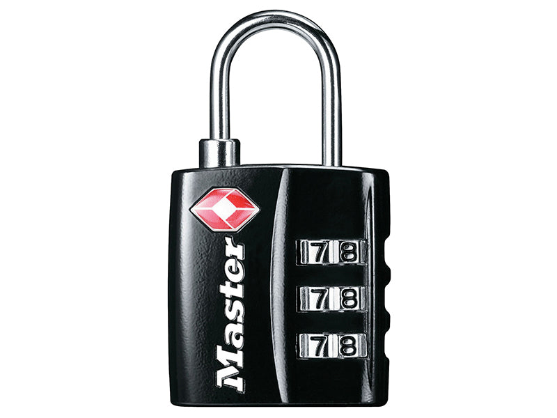 Master Lock MLK4680BLK TSA 3-Digit Combination Black Finish 30mm Padlock