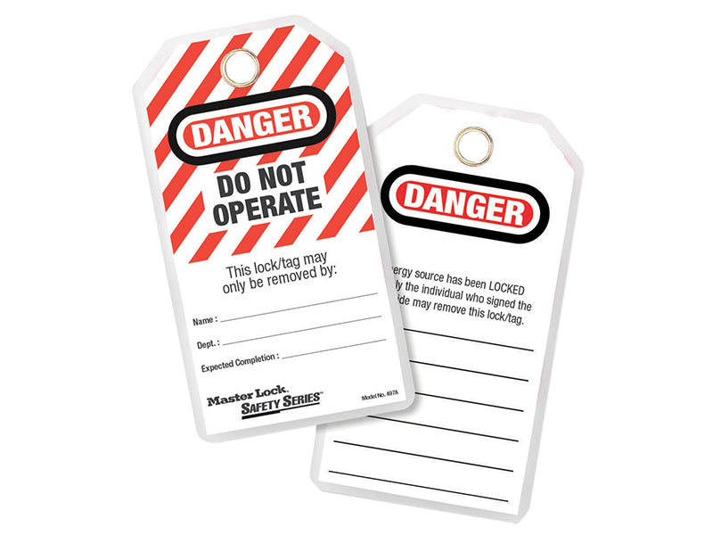 Master Lock MLK497A No. 497A Heavy-Duty Safety Tags (12) - DANGER DO NOT OPERATE