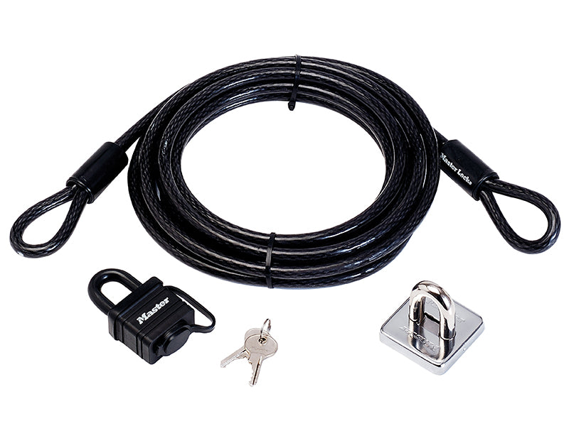 Master Lock MLK8271E Garden Security Kit with Lock Anchor & Cable 4.5m