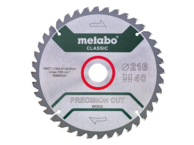 Metabo MPT628060 Precision Cut Wood Circular Saw Blade 216 x 30mm x 40T