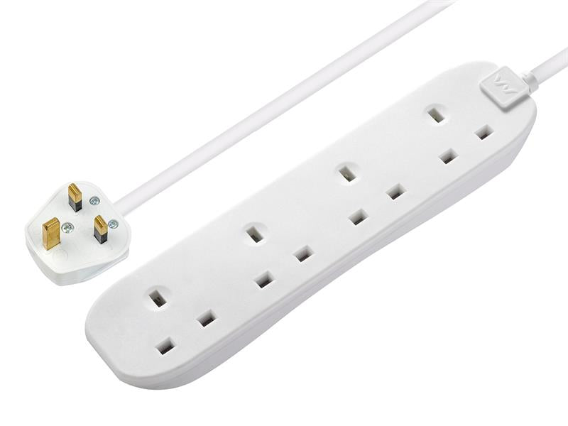 Masterplug MSTBFG5 Extension Lead 240V 4-Gang 13A White 5m