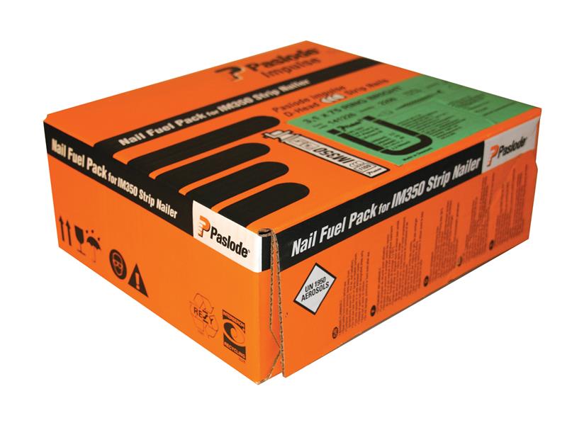 Paslode PAS141208 2.8 x 63mm IM350+ Ring Shank Nails Bright Finish Box of 3300 + 3 Fuel Cells