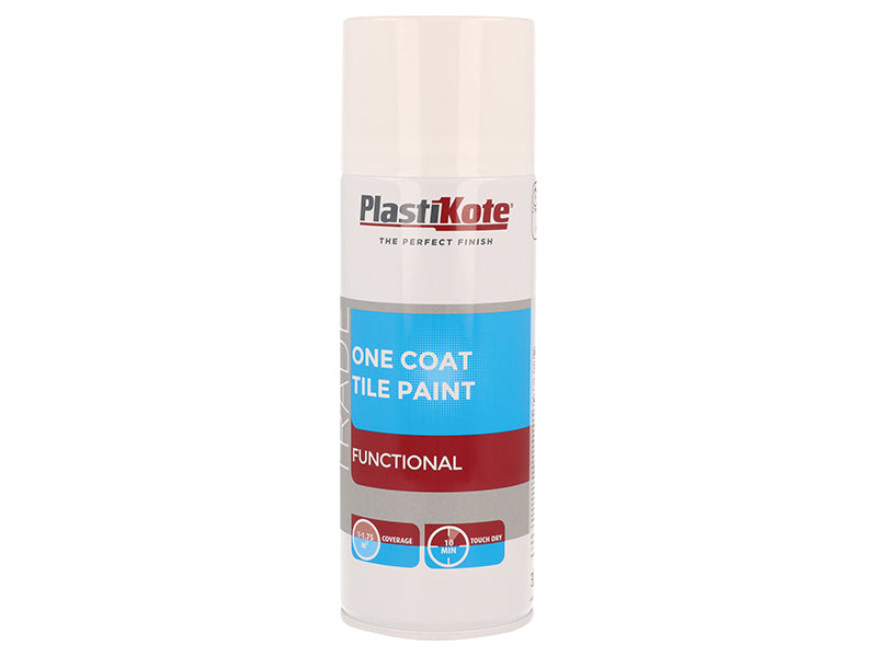 PlastiKote PKT71026 Trade One Coat Spray Tile Paint Gloss White 400ml