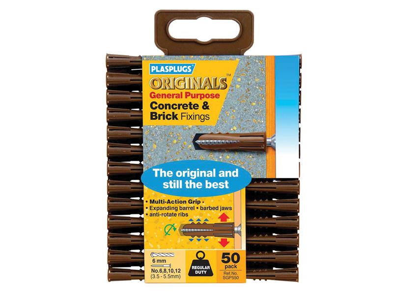 Plasplugs PLASGP550 General-Purpose Concrete & Brick Fixings