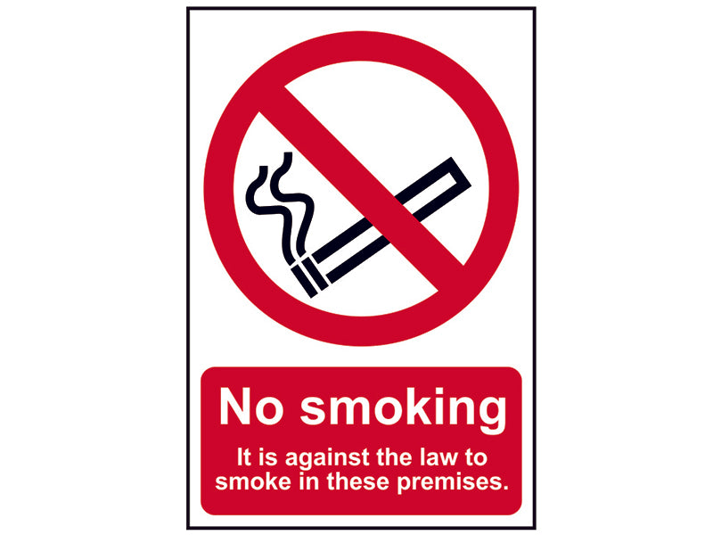 Scan SCA0567 Sign: No Smoking It Is Against the Law To Smoke In These Premises
