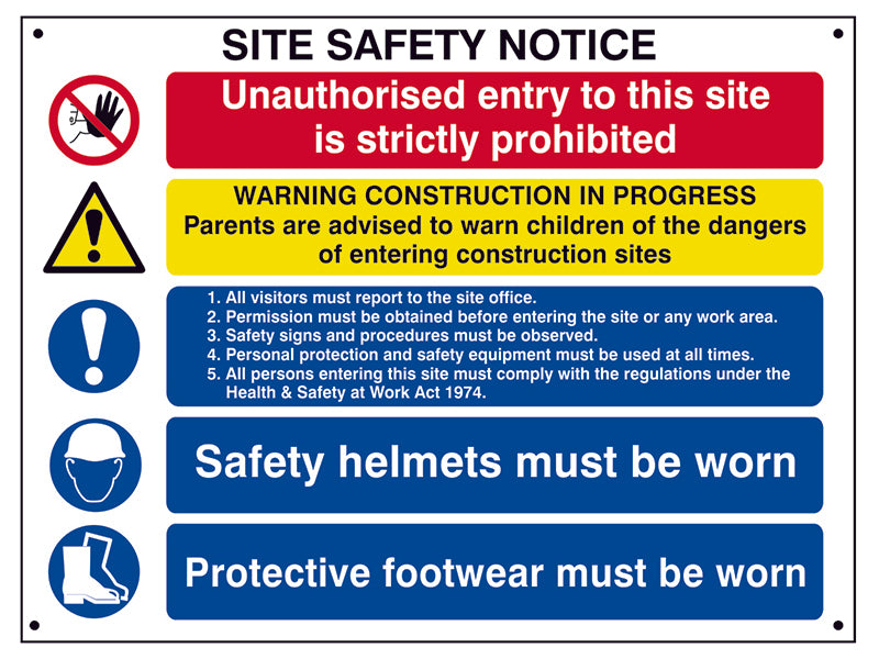 Scan SCA4550 Composite Site Safety Notice - FMX Sign 800 x 600mm