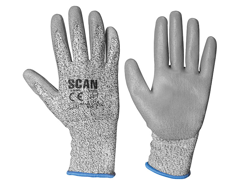 Scan SCAGLOCUT3M Grey PU Coated Cut 3 Gloves