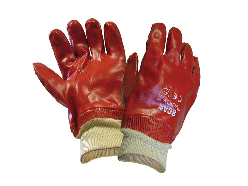 Scan SCAGLOPVCKW PVC Knitwrist Gloves - L (Size 9)