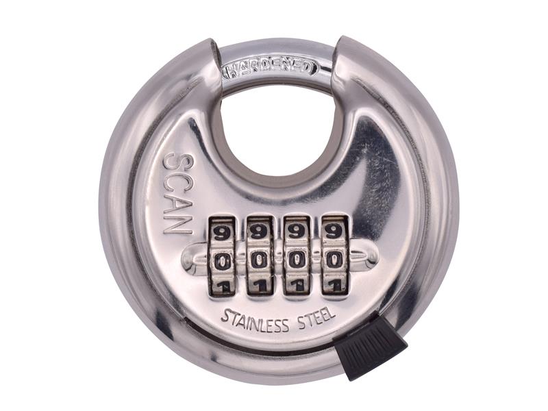 Scan SCAPLSS70CD Stainless Steel Disk Type Combination Padlock 70mm
