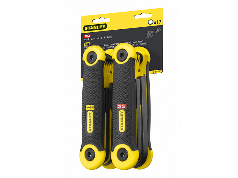 STANLEY® STA269267 Metric & Imperial Folding Hexagon Key Set, 17 Piece