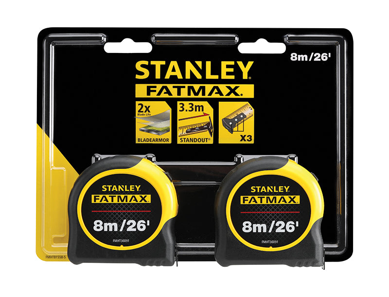 STANLEY® STA581558 FatMax® Classic Tape Twin Pack 8m/26ft (Width 32mm)