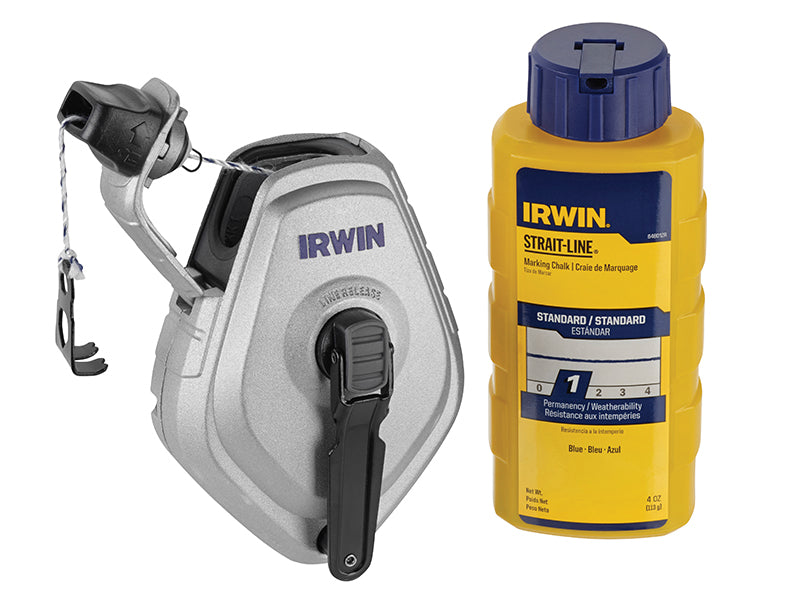 IRWIN® STRAIT-LINE® STL10507684 HPP Chalk Reel Set 30m & Blue Chalk 113g