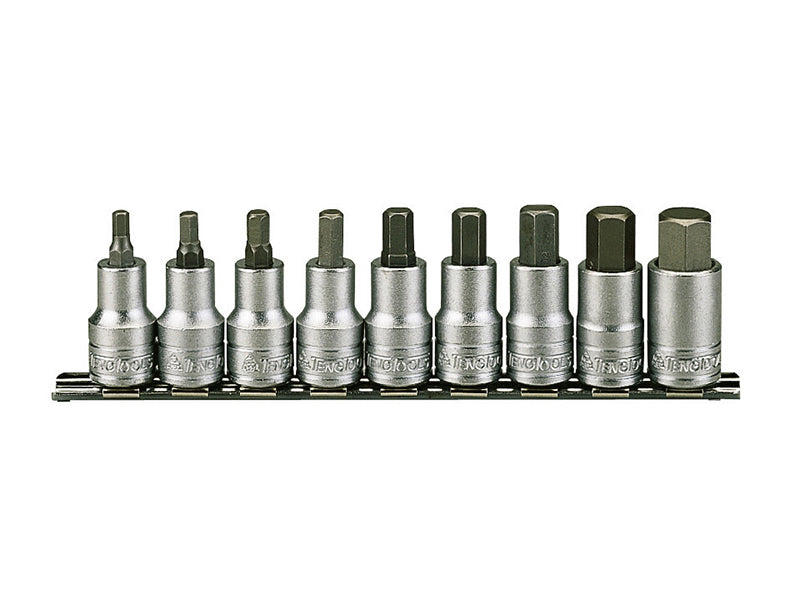 Teng TENM1212 1/2in Drive M1212 Hex Socket Clip Rail Set, 9 Piece