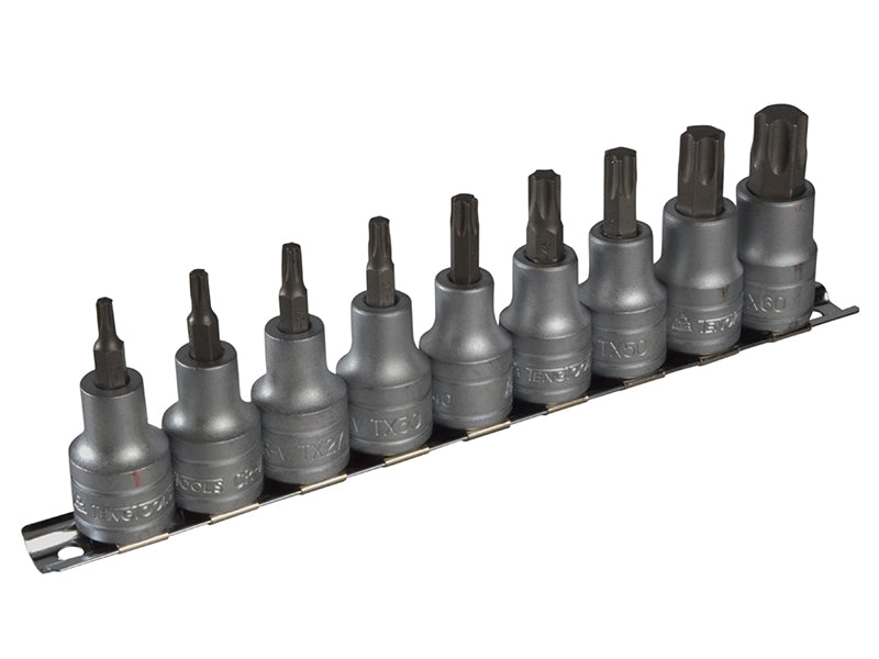 Teng TENM1213TX M1213TX Socket Clip Rail Set of 9 Internal TORX 1/2in Drive