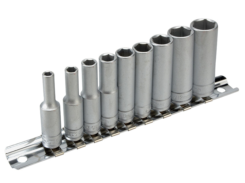Teng TENM1407 M1407 Deep Socket Clip Rail Set of 10 Metric 1/4in Drive