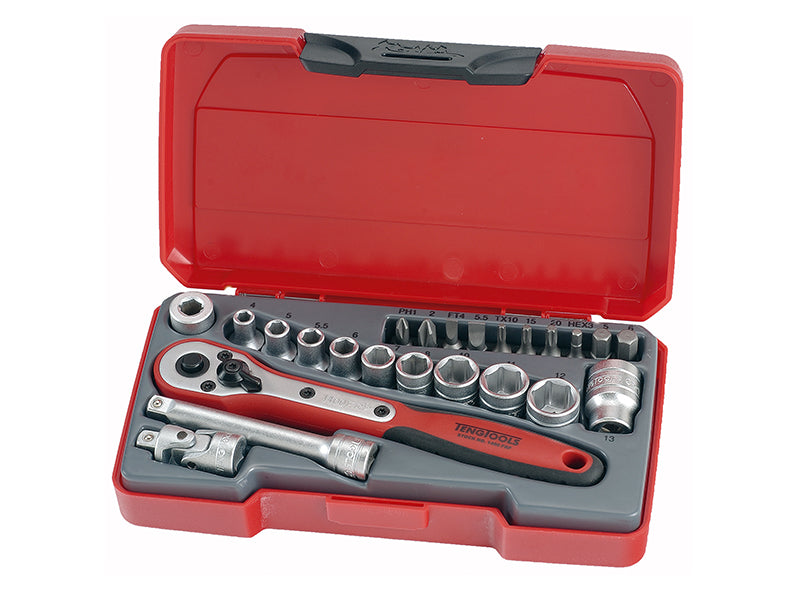 Teng TENT1424 T1424 Socket Set of 24 Metric 1/4in Drive