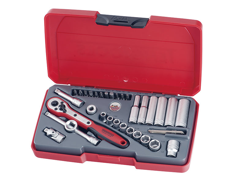 Teng TENT1435AF T1435AF Socket Set of 35 A/F 1/4in Drive