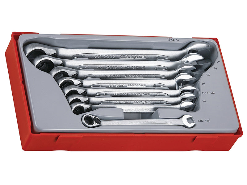 Teng TENTT6508R TT6508R Metric Ratchet Combination Spanner Set, 8 Piece