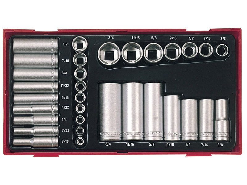 Teng TENTTAF32 TTAF32 Regular/Deep Socket Set, 32 Piece - 1/4 & 3/8in Drive