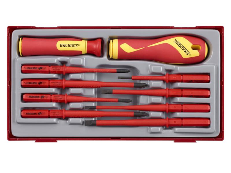 Teng TENTTV710N Insulated Interchangeable Blade Screwdriver Set, 10 Piece