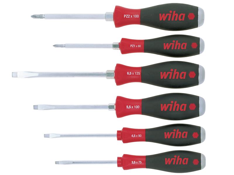 Wiha WHA21251 SoftFinish® SL/PZ Hex Blade Screwdriver Set, 6 Piece