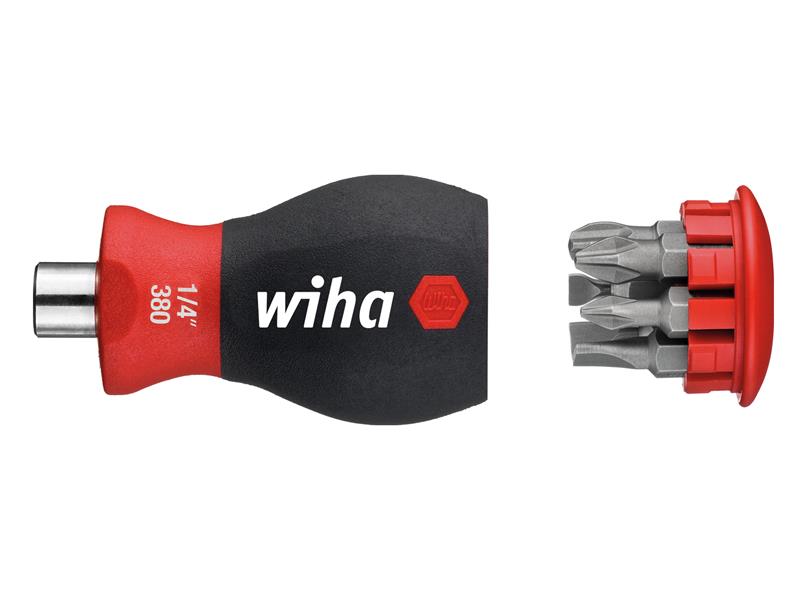 Wiha WHA33738 Magnetic SoftFinish® Stubby Screwdriver with Bit Magazine (SL, PH)