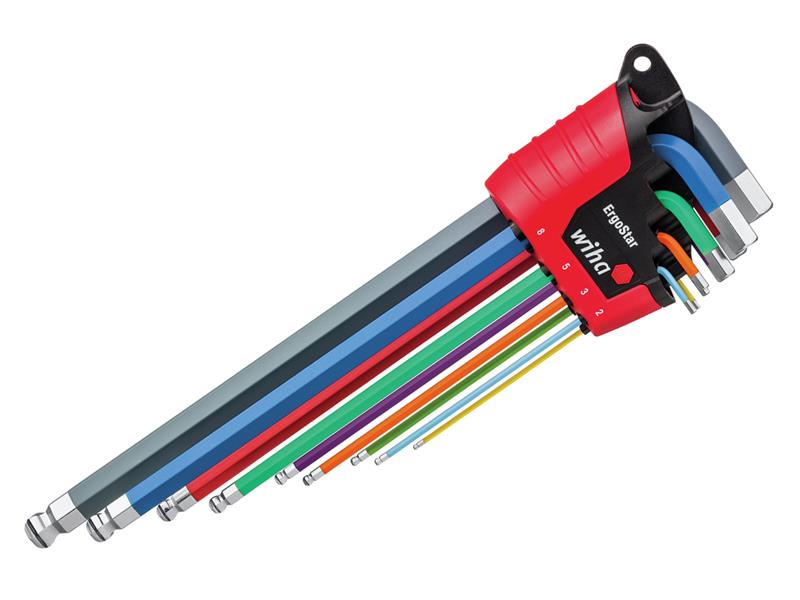 Wiha WHA43850 ErgoStar MagicRing® Colour Hex Ball End L-key Set, 9 Piece