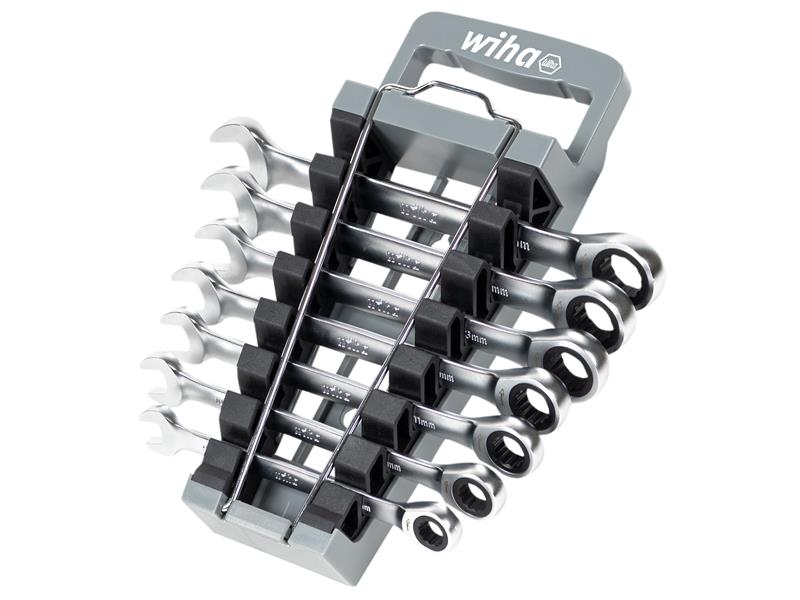Wiha WHA44664 Ring Ratchet Spanner Set, 8 Piece