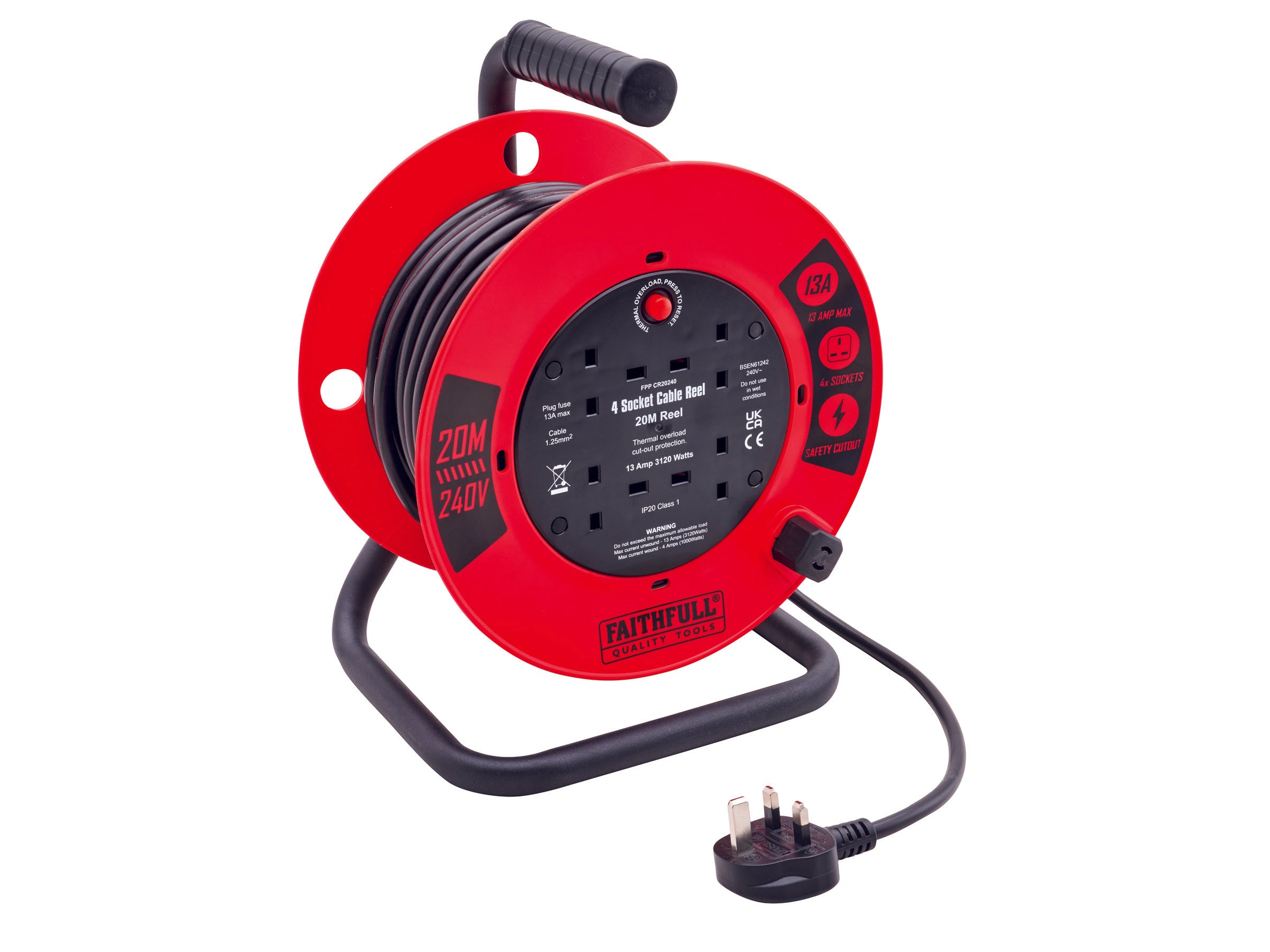 Faithfull 20M Cable Reel 13A