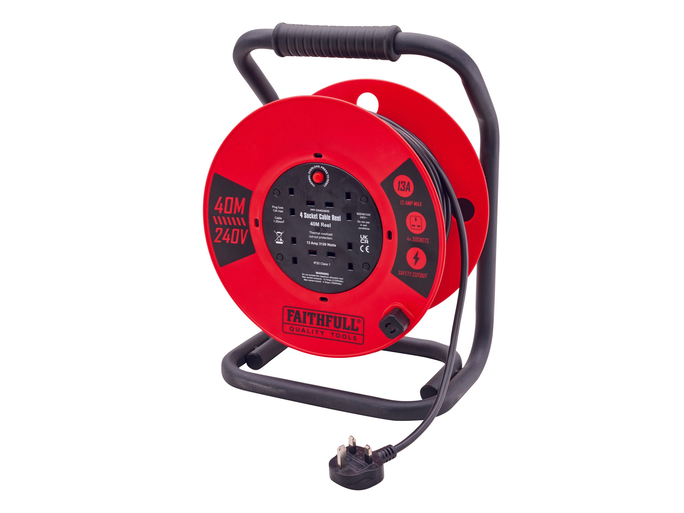 Faithfull 40m 13A Heavy Duty Cable Reel