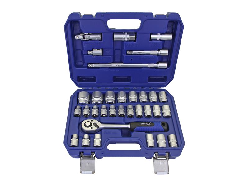 BlueSpot Tools B/S1577 1/2in Hex & 12 Point Socket Set, 32 Piece
