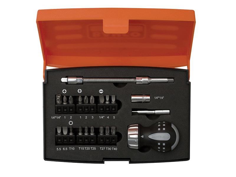 Bahco BAH808050S22 808050S-22 Stubby Ratchet Screwdriver Set, 22 Piece