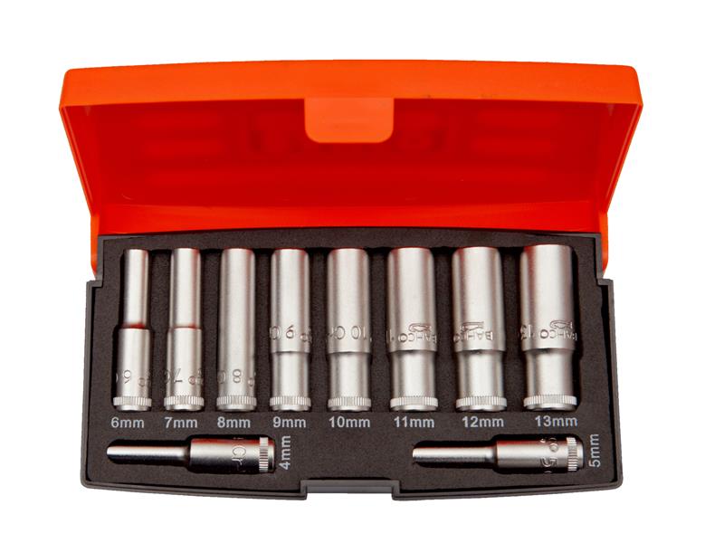 Bahco BAHS0810L S0810L 1/4in Drive Deep Socket Set, 10 Piece