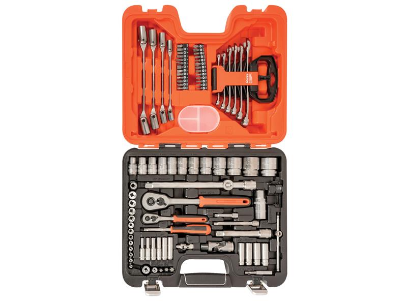 Bahco BAHS910 S910 1/4 & 1/2in Drive Socket & Spanner Set, 92 Piece