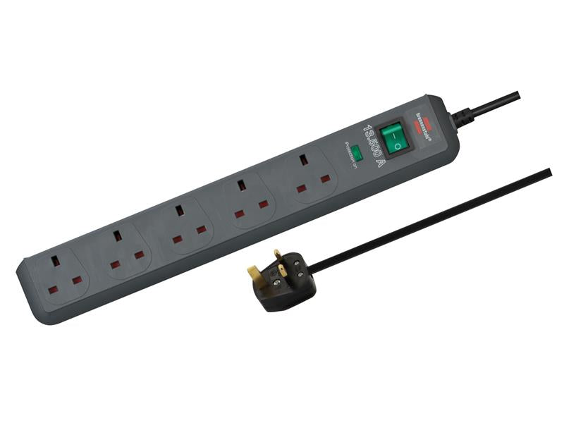 Eco-Line Extension Lead 240V 5-Gang 13A Anthracite 2m