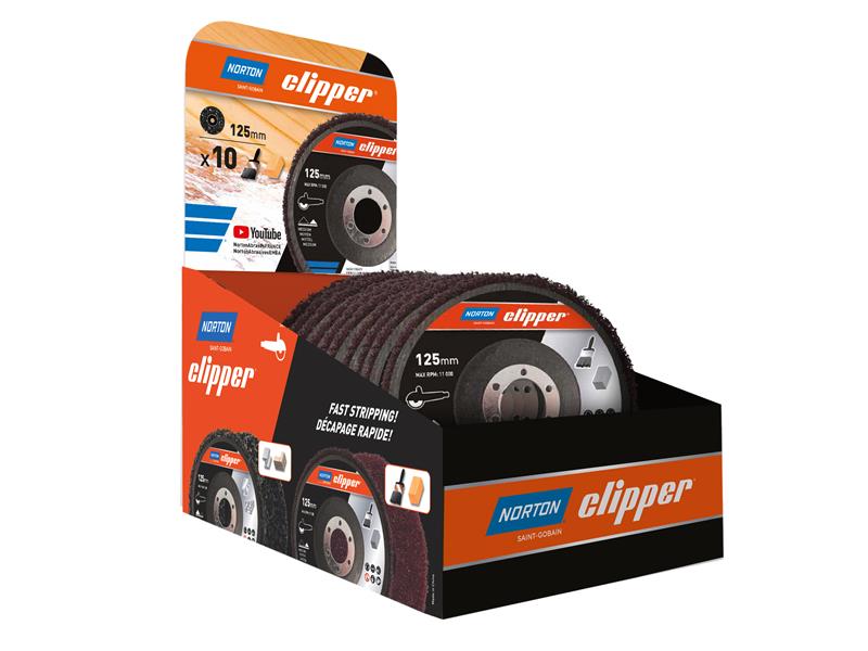 Norton Clipper CLI749352 115mm Rapid Strip Wood Counter Display of 10