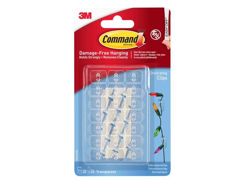 Command™ COM17026CLR Clear Decorating Clips with Clear Strips (Pack 20)