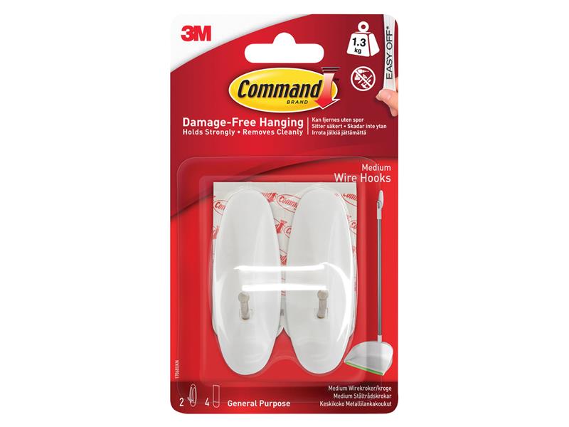 Command™ COM17068 Medium Wire Hooks (Pack 2)