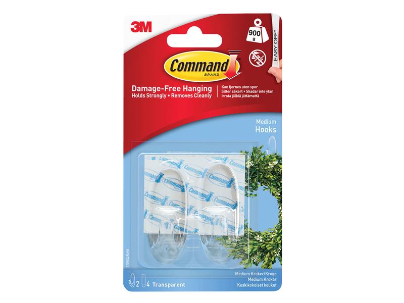 Command™ COM17092CLR Clear Hooks with Clear Strips