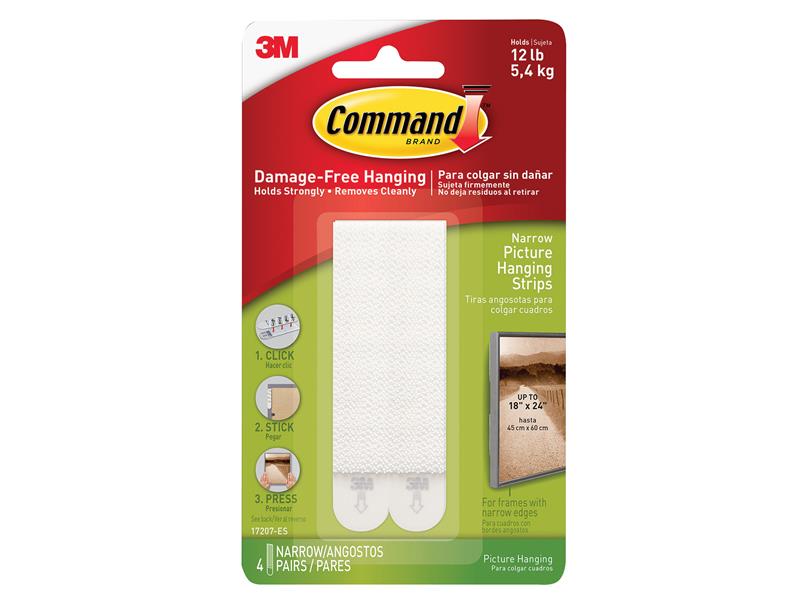 Command™ COM17207 Narrow Picture Hanging Strips (Pack 4)