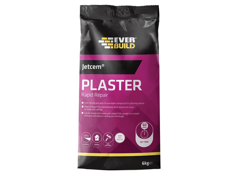 Everbuild Sika EVBJETPATCH6 Jetcem Quick Set Patching Plaster (Single 6kg Pack)
