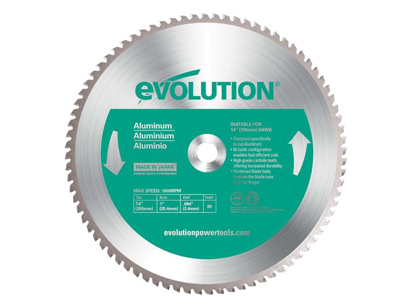 Evolution EVLRP3552580 Aluminium Cutting Chop Saw Blade 355 x 25.4mm x 80T