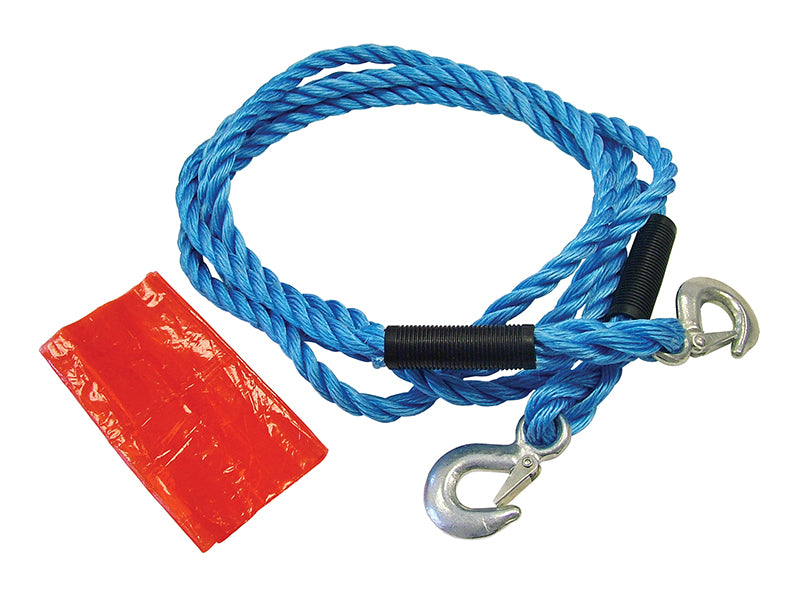 Faithfull FAIAUTR2TON Tow Rope 4m Metal Hooks 2 Tonne