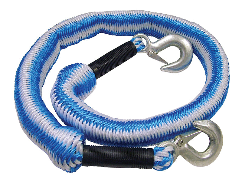 Faithfull FAIAUTRELAST Tow Rope Expanding 4m Metal Hooks 3 Tonnes