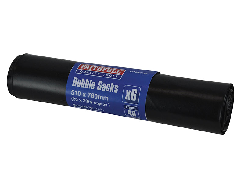 Faithfull FAIBAGRS6 Black Rubble Sacks